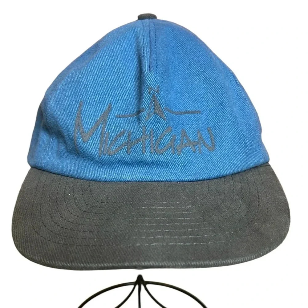 Vintage Michigan Spell out Colorblock Adjustable SnapBack Baseball Cap - Picture 8 of 8
